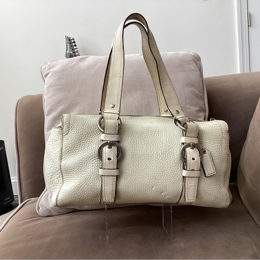 Coach Chelsea Ivory Pebbled Leather Satchel Shoulder Bag  M0779-M10887